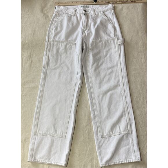 Abercrombie & Fitch Jeans Fit 32x29 White Double Knee Carpenter Work - Picture 1 of 10